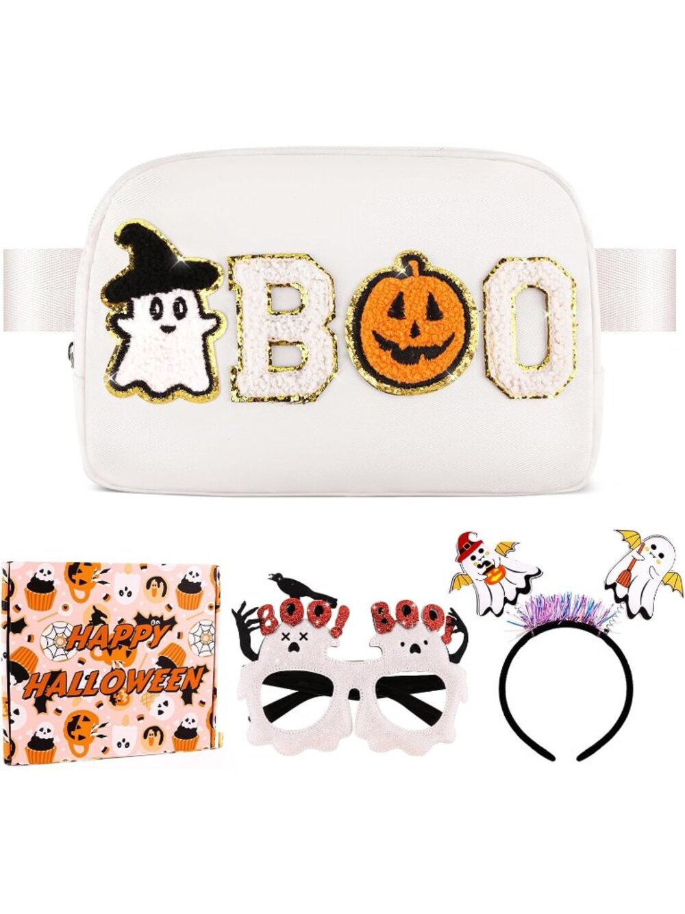 🎃Halloween Belt Bag with Ghost Glasses & Headband Party Favors Decorations